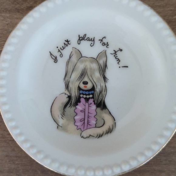 Vintage 1950s Ardalt Lenwile Bridge Playing Dog Plates Set of Two Made in Japan - Picture 3 of 6